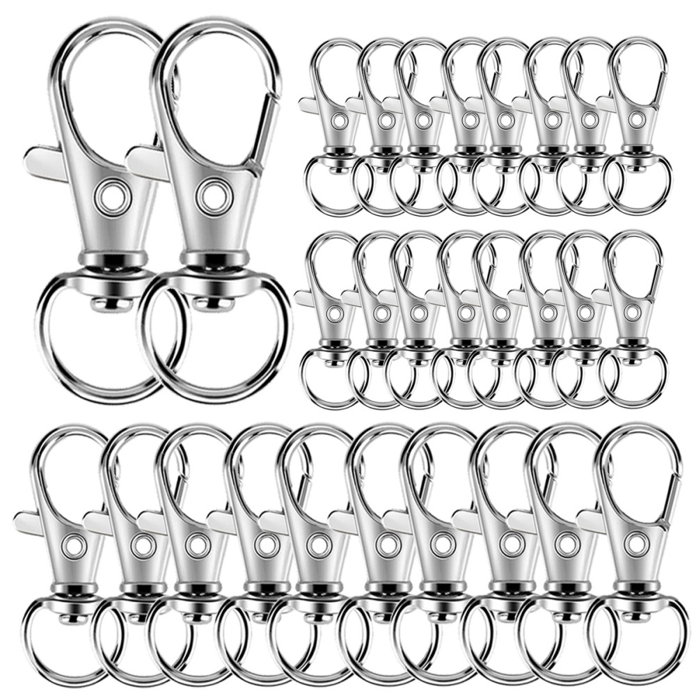 Fishing Swivel Connector - ตะขอเกี่ยวโลหะแบบหมุนได้ 25-200 ชิ้น ตัวล็อคแบบก้ามปู พวงกุญแจสแตนเลส ห่วงคล้องกุญแจแบบหมุนได้