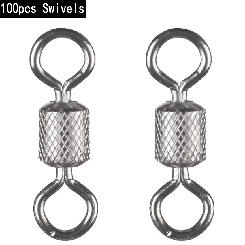 Fishing Swivel Connector - 100PCS ตกปลาหมุนหมุนตัวเชื่อมต่อ Snap Solid Snap Rolling