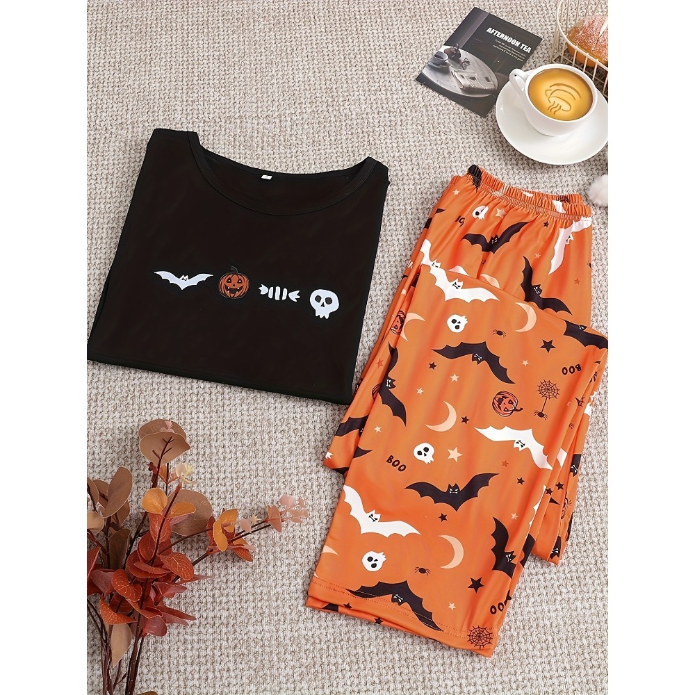 Waders - ชุดนอนฮาโลวีนสำหรับครอบครัว ชุดสองชิ้น เสื้อแขนสั้นและกางเกงขายาว สำหรับครอบครัวและเด็ก ผ้าสวมใส่สบาย