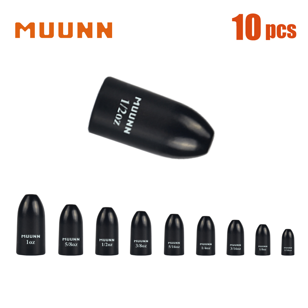 Tungsten Sinkers - MUUNN ชุดถ่วงน้ำหนักตกปลาแบบหนอน 10 ชิ้น ถ่วงน้ำหนักทังสเตนที่ละเอียดอ่อนกว่า สำหรับตกปลาแบส
