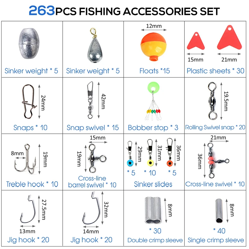 263pcs อุปกรณ์ตกปลากลางแจ้งชุด - Fishing Swivel Connector บทวิจารณ์และราคา